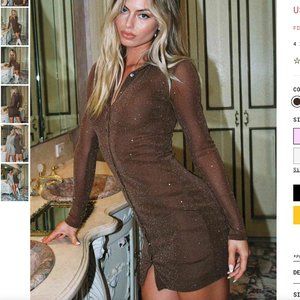 Princess Polly Friday Fever Mini Dress in Brown Size 4